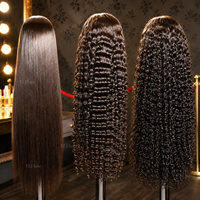 Wear & Go Peluca de Cabello Chino Virgen 12A de 30-40 Pulgadas con Cutícula Alineada, Pre-Desplumada, con Frontal de Encaje HD 13x6, Sin Pegamento, con Encaje Pre-cortado y Rizado