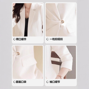 Women's Suit <b>Set</b> Solid Color Polyester Worsted <b>Blazer</b> Pants Work Autumn Casual 9925ywz - Product Image 4