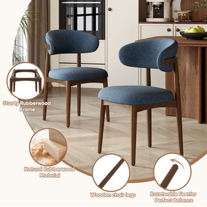 Wood Frame Upholstered Dining <b>Chair</b> Ergonomic Curved Backrest Side <b>Chair</b> Breathable Fabric Leisure Dining <b>Chair</b> for Home - Product Image 3