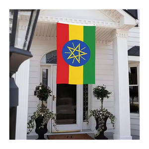 Bandierine Etiopia Con Leone Rasta - Festoni Decorativi 9 Metri - Multicolore, 24x23 Cm