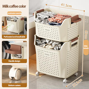 <span class=keywords><strong>Dream</strong></span> Haven Boîte de rangement de jouets pour enfants en plastique de grande capacité Roues Organisateur de vêtements multifonctionnel Respirant Moderne - Product Image 4