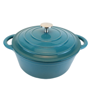 Casserole <span class=keywords><strong>en</strong></span> <span class=keywords><strong>fonte</strong></span> émaillée avec bouton <span class=keywords><strong>en</strong></span> acier inoxydable et doubles poignées pour cuisson lente, faitout - Product Image 6