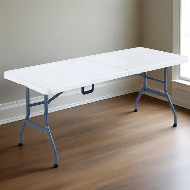 5FT Outdoor Party Event Folding Long Table HDPE Plastic Portable Rectangle White Modern