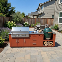 Cuisine extérieure haut de gamme personnalisée Hryley en acier inoxydable 304 avec barbecue au gaz Kamado, îlot de cuisine de jardin imperméable