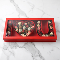 Premium Herzförmige Geschenkbox I LOVE U Blumenbox für Valentinstag Jahrestag Schokoladenüberzogene Erdbeer-Schale