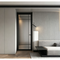 Porte à battant extérieure de luxe en alliage d'aluminium, cadre fin, coupe-vent, design mi-siècle, double battant, pour appartement et supermarché