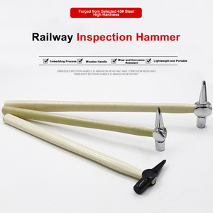 Martillo de inspección con mango de madera y cabeza de acero para mantenimiento de vías de tren - Product Image 2