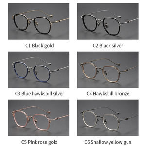 Gafas de Diseño de Lujo para Personas Mayores, Montura Completa Azul, Lentes Doradas con Lentes AC, Gafas con Estampado - Product Image 6