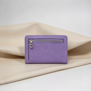 <b>Ladies</b> Bifold Faux Leather <b>Wallet</b>, Purple Card Purse With Coin Pocket For Cash And Cards - Product Image 3