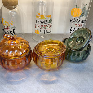 <span class=keywords><strong>Portacandele</strong></span> in <span class=keywords><strong>Vetro</strong></span> a Forma di Zucca con Coperchio - <span class=keywords><strong>Portacandele</strong></span> Artigianale per Halloween e Autunno, Decorazione per la Casa - Product Image 2