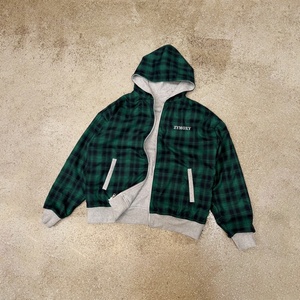 Hoodie sur mesure 100 % coton épais coupe ample et carrée, design double couche réversible, veste à carreaux pour homme, fabricant de hoodies - Product Image 1