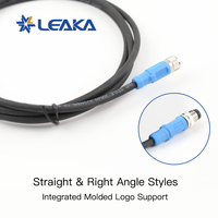 كابل Leaka M8 ذو 4 دبابيس بزاوية قائمة، تصنيع متكامل بالكامل، شعار مدمج مصبوب، يدعم OEM وODM