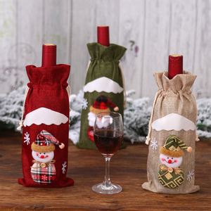 Juego de Fundas Decorativas para Botellas de Vino Navideñas, Nuevas Fundas de Lino Rojo para Botellas de Champán, Decoraciones Navideñas Elegantes - Product Image 3