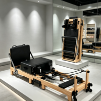 Lit de Pilates pliable en bois d'érable, machine de Pilates à rangement vertical peu encombrant, accessoires complets pour la maison et le studio