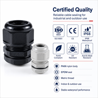 Presse-étoupes en nylon métriques UL94V-2, étanches aux liquides, anti-corrosion, IP68, pour armoires électriques, M20 M25