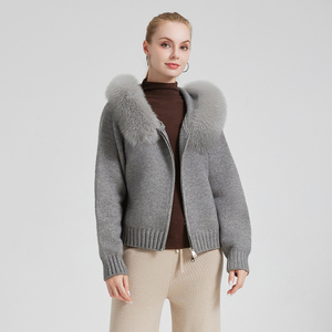 <span class=keywords><strong>Cardigan</strong></span> con colletto in vera <span class=keywords><strong>pelliccia</strong></span> QC24048 <span class=keywords><strong>Cardigan</strong></span> maglione <span class=keywords><strong>pelliccia</strong></span> - Product Image 1