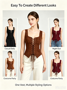 Chaleco <span class=keywords><strong>Corset</strong></span> Medieval Gótico para Mujer, Gamuza Sintética Ajustable, Ideal para Cosplay y Fiestas <span class=keywords><strong>de</strong></span> Disfraces <span class=keywords><strong>de</strong></span> Halloween - Product Image 1