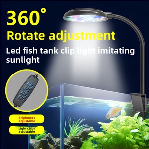 360 Degree Rotatable LED <strong>Aquarium</strong> Light Clip-on Fish Tank Lamp Simulated <strong>Sunlight</strong> Dimmable 3 Modes for Nano Tank - Product Image 2
