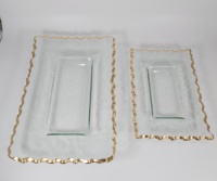 Plaque de chargement en verre fait à la main, rectangle, couleur or, vente en gros, 50 pièces