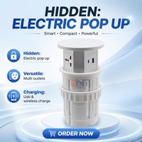 Prise de table motorisée escamotable avec élévateur électrique 16A IP44, prise de courant escamotable pour îlot de cuisine, USB A+C 15W, charge sans fil