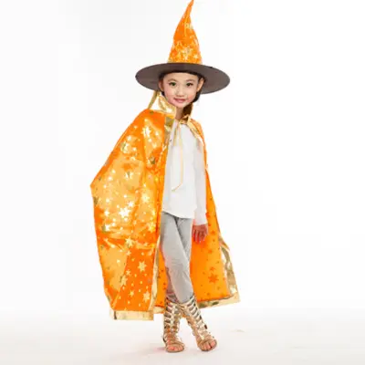 2022 performans rol oynamak çocuklar kız erkek çocuklar Cosplay kostüm cadılar bayramı partisi cadı pelerin şapka ile