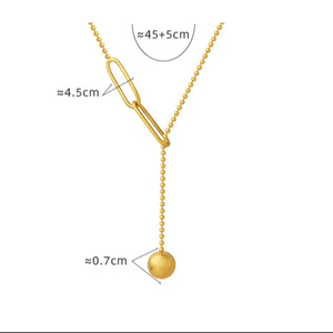 قلادة عنق من الهوفانسي مطلية بالذهب من الفولاذ المقاوم للصدأ كرة دائرية صغيرة ، قلادة برباط مشبك ورقي للنساء - Product Image 1