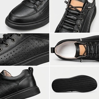 Chaussures basses décontractées pour hommes en cuir noir perforé, respirantes, légères, antidérapantes, confortables, OEM