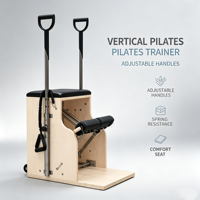 Chaise Wunda Maple Pilates, chaise de stabilité multifonctionnelle avec ressorts réglables pour l'entraînement complet du corps en studio de Pilates