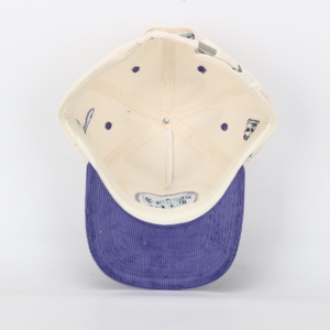 Casquette de baseball personnalisable à cinq panneaux en sergé et velours côtelé, non structurée, style Dad Hat, visière courbée, broderie bicolore, réglable, prix de gros - Product Image 6