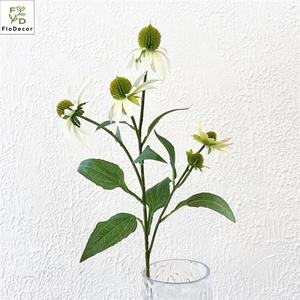 Yüksek kaliteli ipek yapay Echinacea Christmas flower 5 kafaları beyaz yeşil ev masa düğün dekorasyon için noel paskalya - Product Image 1