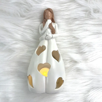 Cadeaux pour maman de fille Bougeoir Statue Bâtonnets de bougies LED scintillantes Bougeoir de table Support en résine