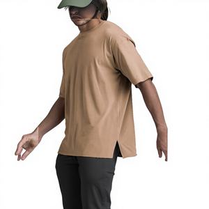 Camiseta Casual Personalizada al por Mayor, Holgada, de 210 g/m², 40% Algodón, 40% Bambú, 20% Poliéster, Cuello Redondo, Manga Corta, Hombros Caídos - Product Image 1