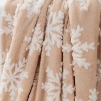 Plaid en flanelle jacquard flocon de neige beige, couverture douce et confortable pour canapé-lit, décoration d'intérieur pour les fêtes d'hiver, vente en gros