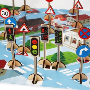 Jouet éducatif en bois Montessori pour enfants : Apprentissage des panneaux <span class=keywords><strong>de</strong></span> signalisation - Vente en gros - Product Image 2