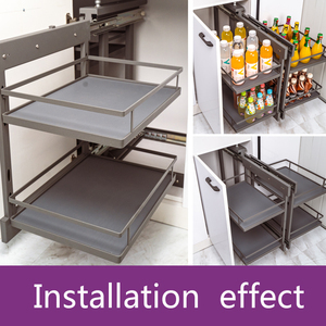 Cajón organizador modular de <span class=keywords><strong>2</strong></span> niveles y 4 piezas para debajo del fregadero, cesta extraíble para cocina, esquina mágica para armario de cocina - Product Image 5