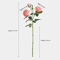 Rose artificielle réaliste hydratée en soie, bouquet de 3 têtes de roses thé pour la décoration de la maison et de mariage