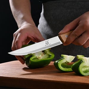 Dao nhà bếp bằng thép không gỉ tiện ích 5.5 inch với tay cầm bằng gỗ sồi để cắt, cắt và gọt vỏ trái cây và rau quả - Product Image 2