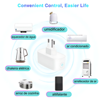 Système de maison intelligente, prise intelligente standard Brésil avec moniteur de puissance, contrôle via l'application Tuya, Wi-Fi, courant maximal 16A, commande vocale à distance