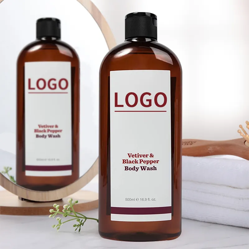 Gel doccia Vetiver organico all'ingrosso OEM Private Label e lavaggio corpo idratante per la pelle al pepe nero