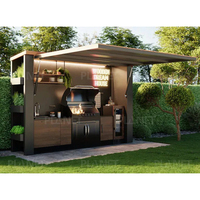 Cuisine extérieure de style américain avec barbecue, en acier inoxydable, armoires de cuisine modernes pour barbecue