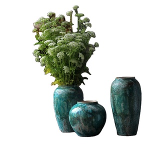 <span class=keywords><strong>Vase</strong></span> à fleurs en céramique vert émeraude, poterie rustique vintage, poterie émaillée colorée, nouveau style <span class=keywords><strong>chinois</strong></span> moderne et simple pour salon - Product Image 1