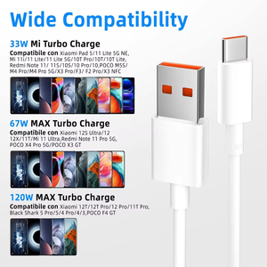 สายดาต้าชาร์จเร็วเทอร์โบ120วัตต์6A USB Type C สายชาร์จเร็วสำหรับ Xiaomi 14 13 12 11 PRO Ultra Lite redmi Note 12 - Product Image 6