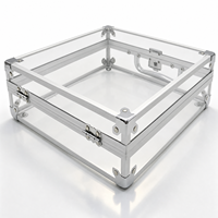 Portable Transparent Cadre En Aluminium Valise avec Poignée et Serrure pour L'affichage De Bijoux