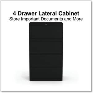 Archivador Lateral de Metal Negro Alera de 4 Piezas, 30 x 18.63 x 52.5 Pulgadas, con 4 Cajones para Archivos Tamaño Legal/Carta - Product Image 3