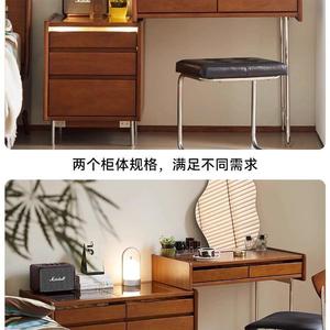 Solid Wood Dressing <b>Table</b> Nordic Retro Style Extendable Storage Bedroom Makeup <b>Vanity</b> With Light - Product Image 4