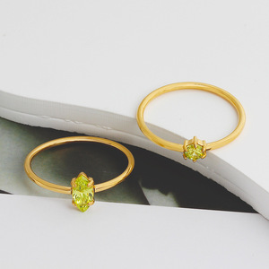 Anillo Solitario de Acero Inoxidable con Baño de Oro PVD de 18K y Circonita Cúbica |   Formas de Corazón, Lágrima, Redondas y Cuadradas |   Joyería de Moda Hipoalergénica que No se Desvanece - Product Image 4