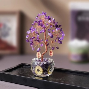 Decorazione dell'albero della ricchezza di cristallo-ornamento fortunato del Feng Shui con monete e gemme per la casa e l'ufficio (Base della ciotola di diamanti) - Product Image 3