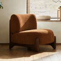 Fauteuil d'appoint moderne et confortable en tissu, canapé simple rembourré en peluche douce avec structure en bois massif pour espace de détente moderne dans le salon