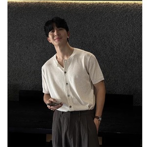 T-shirt estiva da uomo in poliestere sottile a maniche corte, di alta gamma, stile casual e rilassato, in maglia, stile Hong Kong e giapponese - 35 Years C - Product Image 2