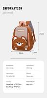 Nouveau Sac à Dos Enfant 2026 Léger 330g Imperméable et Résistant à l'Eau, Motif Ours de Dessin Animé, Fermeture Éclair, Doublure Polyester